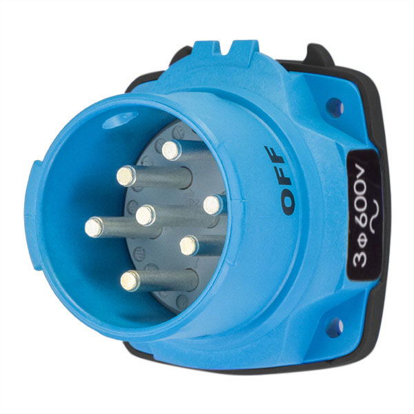 63-38147-972 - DSN30 INLET POLY BLUE SIZE 2 TYPE 4X IP 69 3P+N+G 30A 347/600 VAC 60 Hz +2 AUX